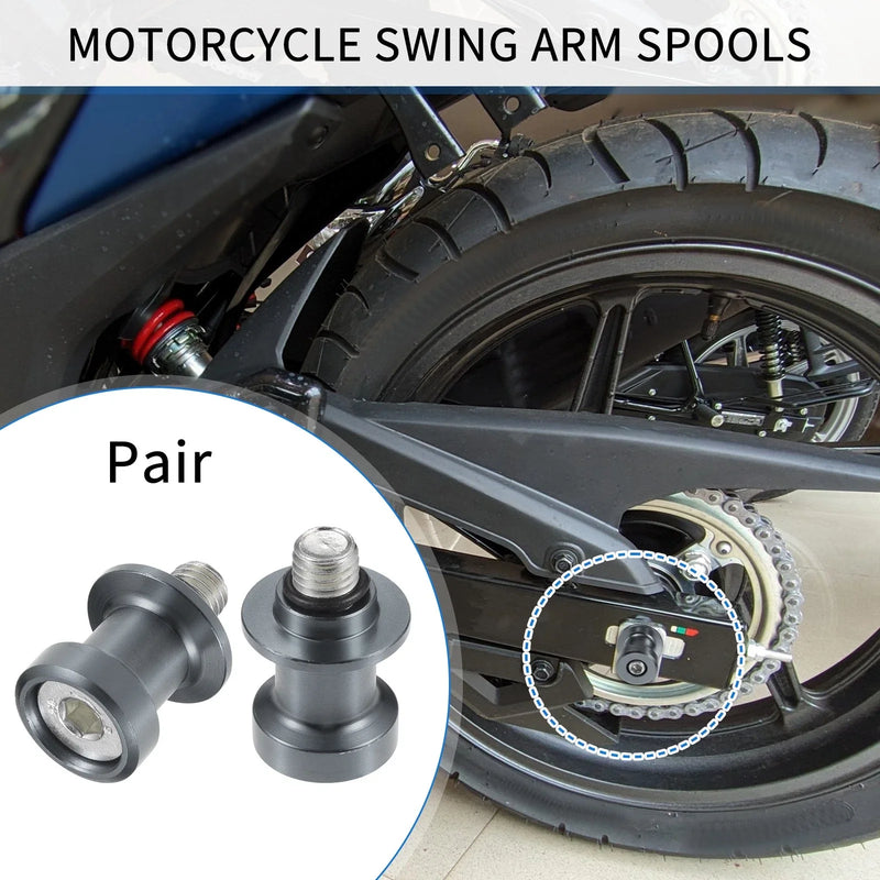 Motorcycle Pair 10mm Swingarm Spool Sliders Stand Titanium Tone