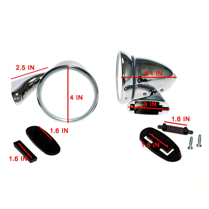 Austin Sprite MKIV / MG Midget MkIII Roadster Chrome Bullet Door Fender Mirror