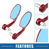 Motorcycle Handlebar End Rear View Mirror Metal Red 1 Pair