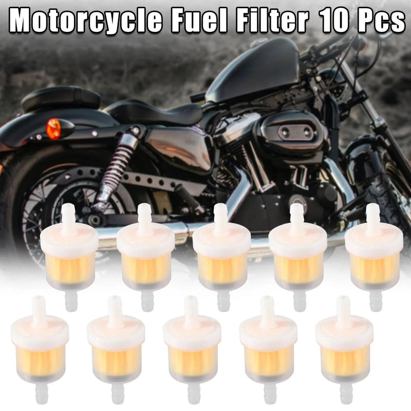 10 x White Yellow Motorcycle Fuel Filter Gas Fuel Line Filter with Magnet