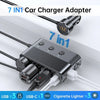 7 in 1 Car Charger 128W Power Splitter with Quick Charging and USB C PD 30W