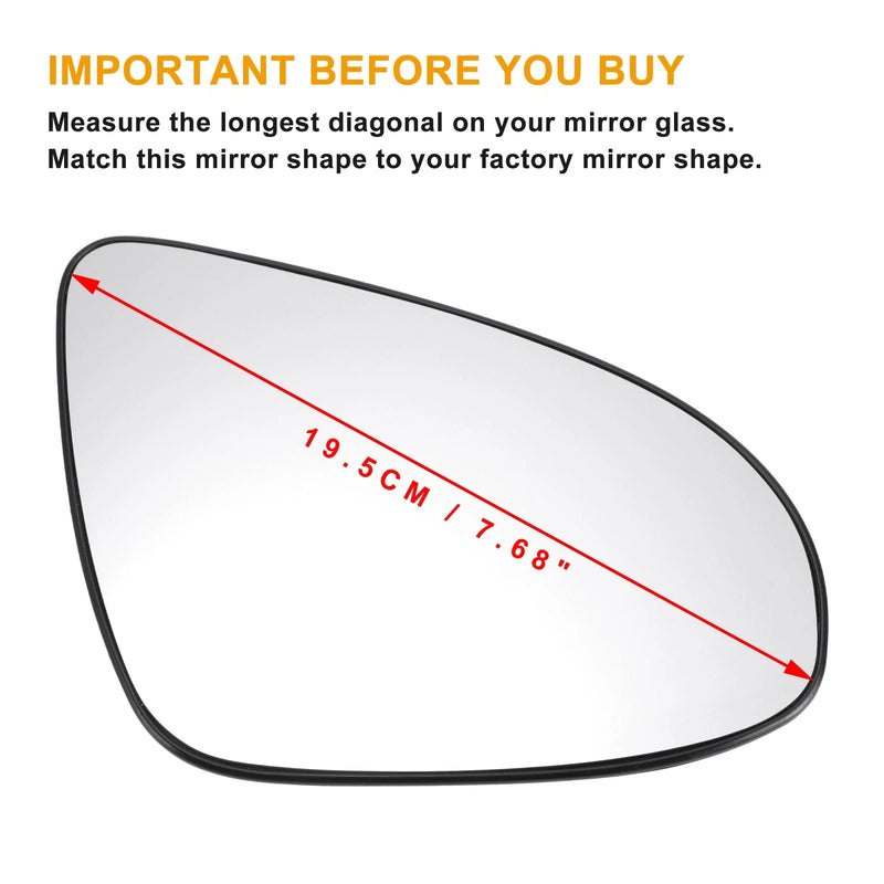 Peugeot 108 Right Side White Mirror Glass w/ Back Non-heated (2014-2023)