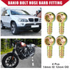 Car Motorcycle Metal Banjo Bolt Hose Barb Fitting 4 Pcs 14mm ID 12mm OD