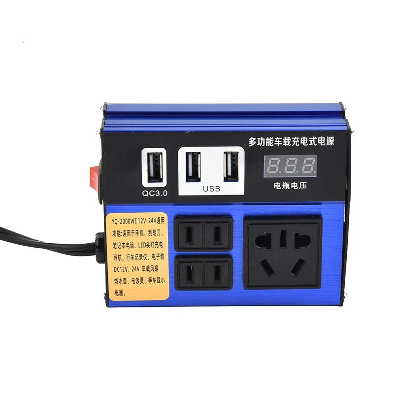 Car Inverter / Power Inverter with LED Display & 3 USB Ports DC12V/24V to AC110V/220V