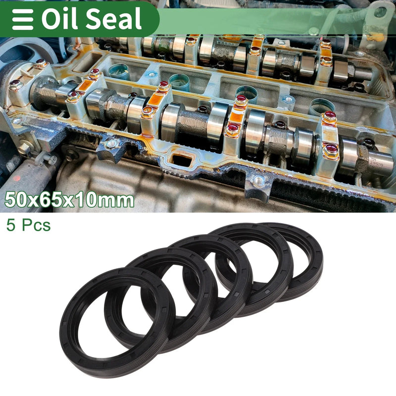 Oil Seal NBR Rubber 50x65x10mm High Pressure Black 5 Pcs