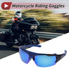 Motorcycle Riding Blue Lens Black Frame UV400 Goggles