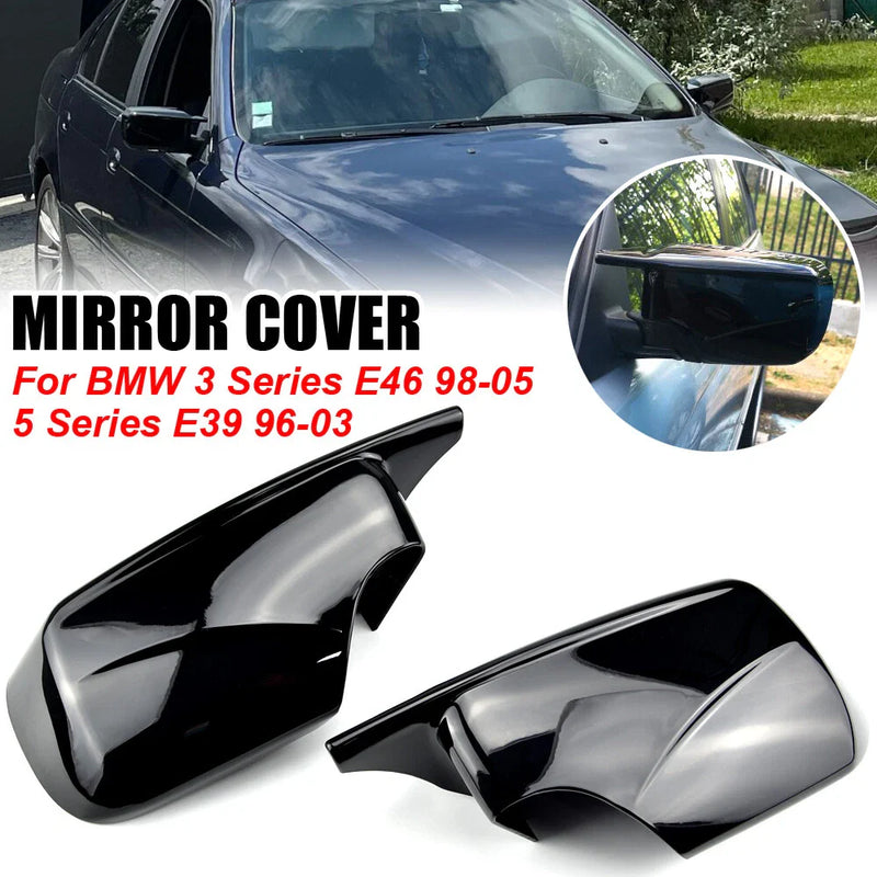 BMW E46 E39 3 Series Glossy Black M4 Style Rearview Mirror Covers (1998-2005)