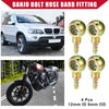 Auto Motorcycle 4 x Banjo Bolt Hose Barb Fitting Metal 12mm ID 6mm OD