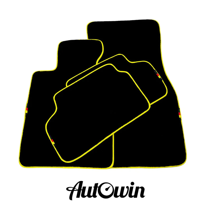 BMW 7 Series F01 with Yellow Trim Black Floor Mats (2008-2015)