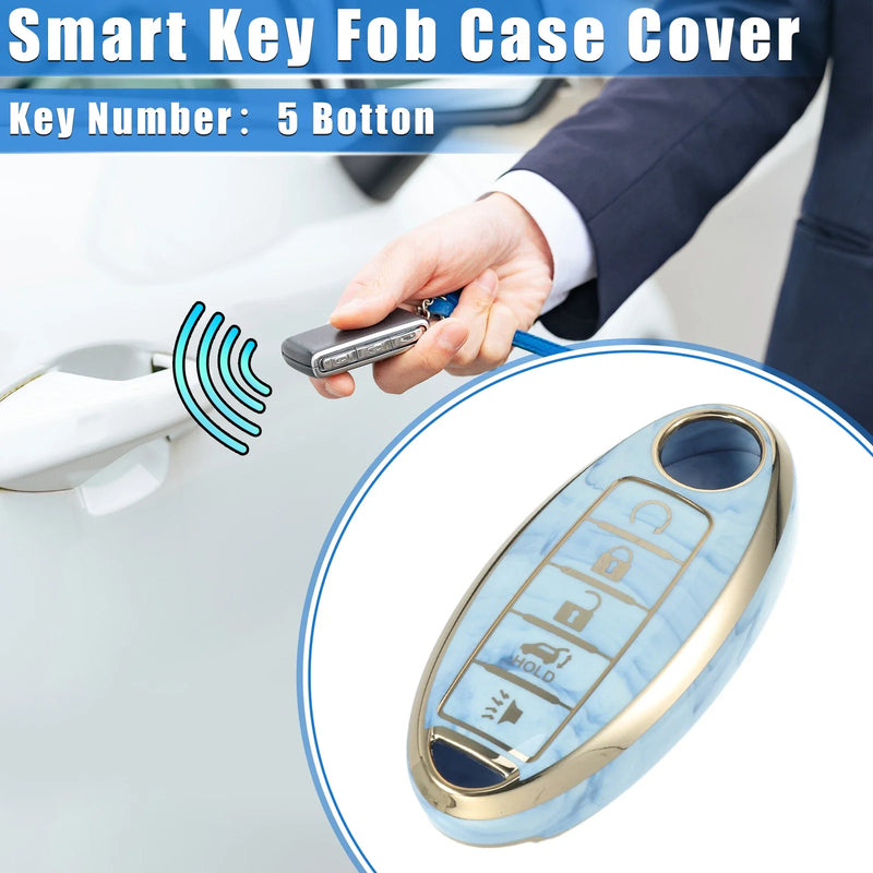 Nissan Altima Maxima Infiniti TPU Blue 5 x Button Smart Key Fob Cover