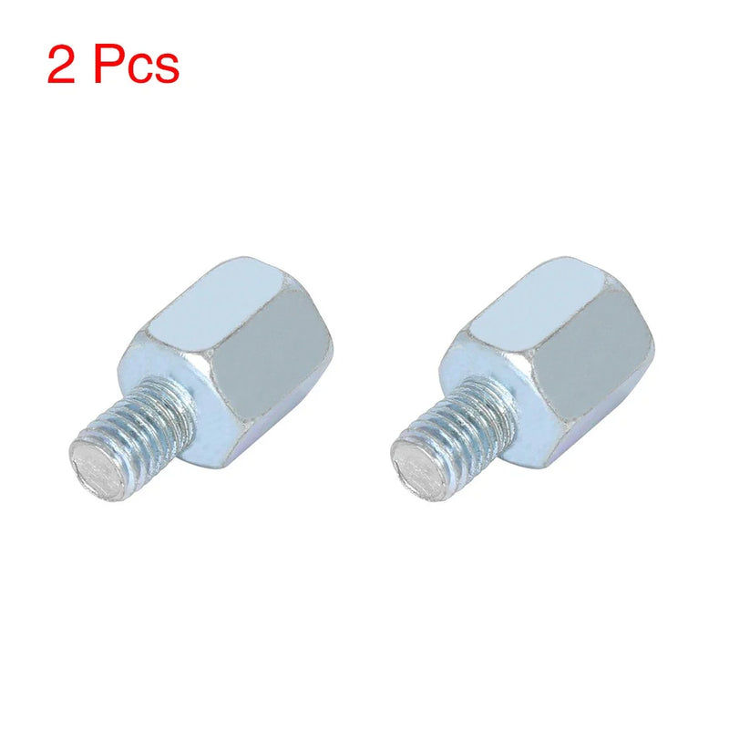 Motorcycle Rearview Mirrors Adapter 2pcs 10mm LH to 8mm LH Silver Tone