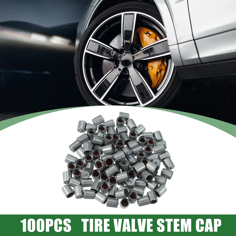 Car Motorcycles 100pcs 12mm Plastic Gray Tire Valve Stem Caps