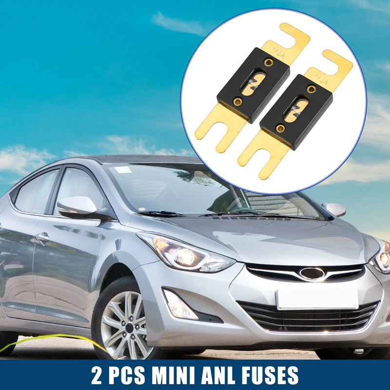 Car Motorcycle Boat Gold Tone Black 2 x Mini ANL Fuse 175A Audio CD Fuse