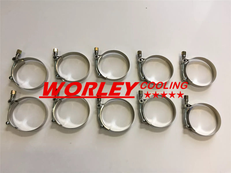 2 x 10" Stainless Steel T-Bolt Silicone Hose Clamps