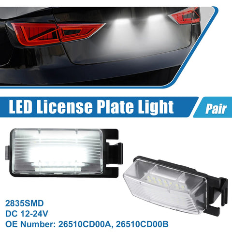 Nissan 1 Pair White LED License Plate Light Assembly