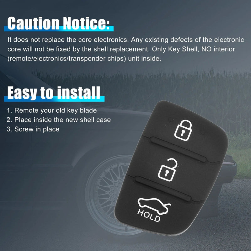 Hyundai 3 Button Car Remote Fob Case Insert Rubber Pad