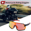 Motorcycle Riding Red Lens Black Frame Outdoor Sunglasses Goggles