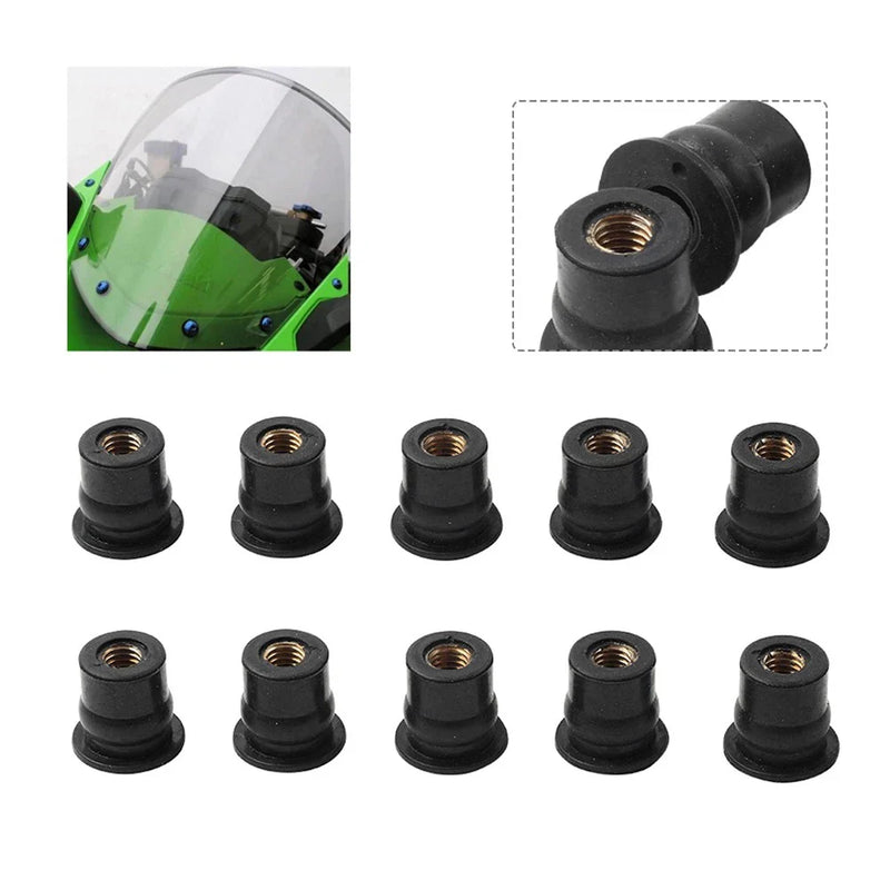 Universal Fit 10 x Rubber Windshield Nut M5 Vibration Damper