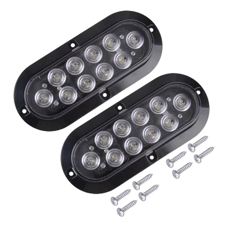 Truck 4pc Oval White Trailer Lights 10 LED Sealed Stop Turn Tail