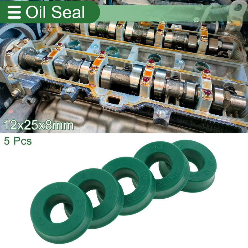 Oil Seal TPU 12x25x8mm Green High-Pressure Seal Ring 5 pcs