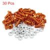 Motorcycle 30pcs M6 Orange Aluminum Alloy Hex Socket Head Bolts Screws Nuts