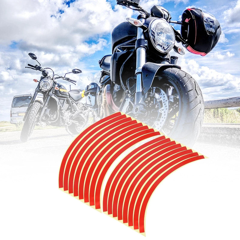 Motorcycle Car Bike 16pcs 12" Wheel Rim Sticker Reflective Strips Red