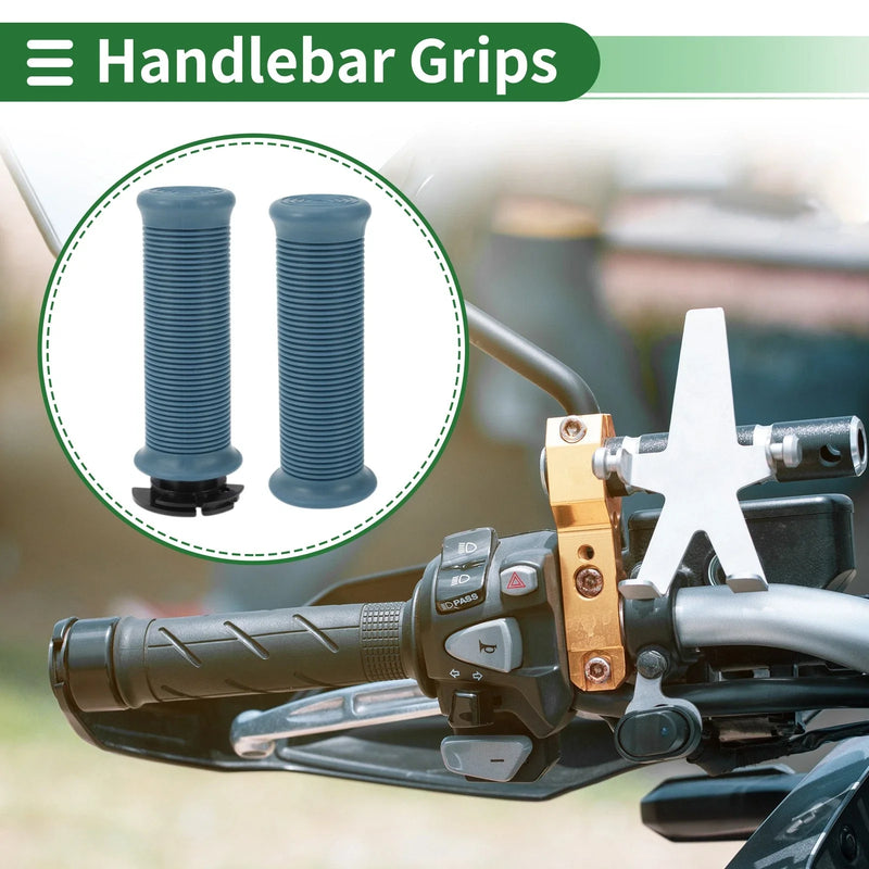 Motorcycle 7/8" 22mm Handlebar Grips TPU Gray Blue