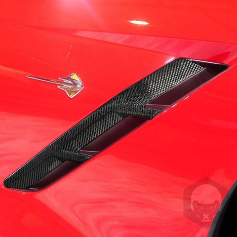 Chevy Corvette Carbon Fiber Side Fender Air Vent Covers (2014-2019)