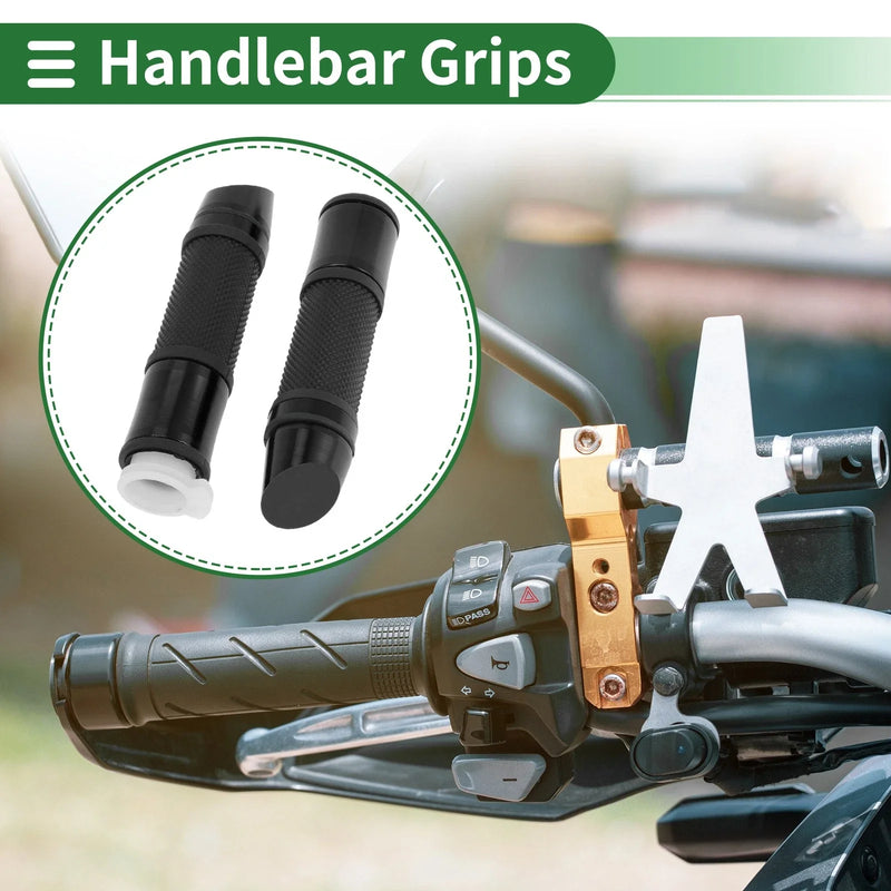 7/8" 22mm Motorcycle Hand Grips Aluminum Alloy Rubber Black