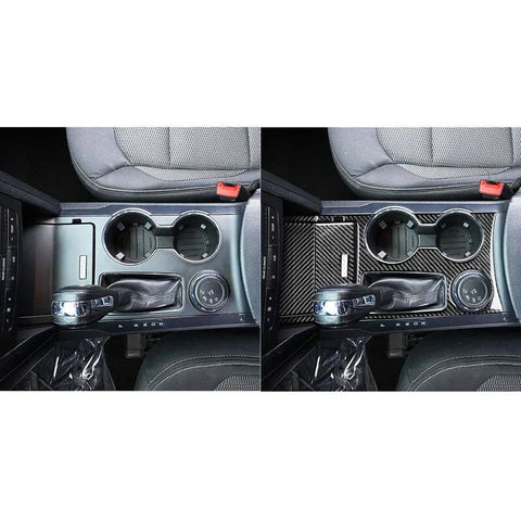 Carbon Fiber Cup Holder Center Console Cover Trim Fits Ford Explorer 2013-2019