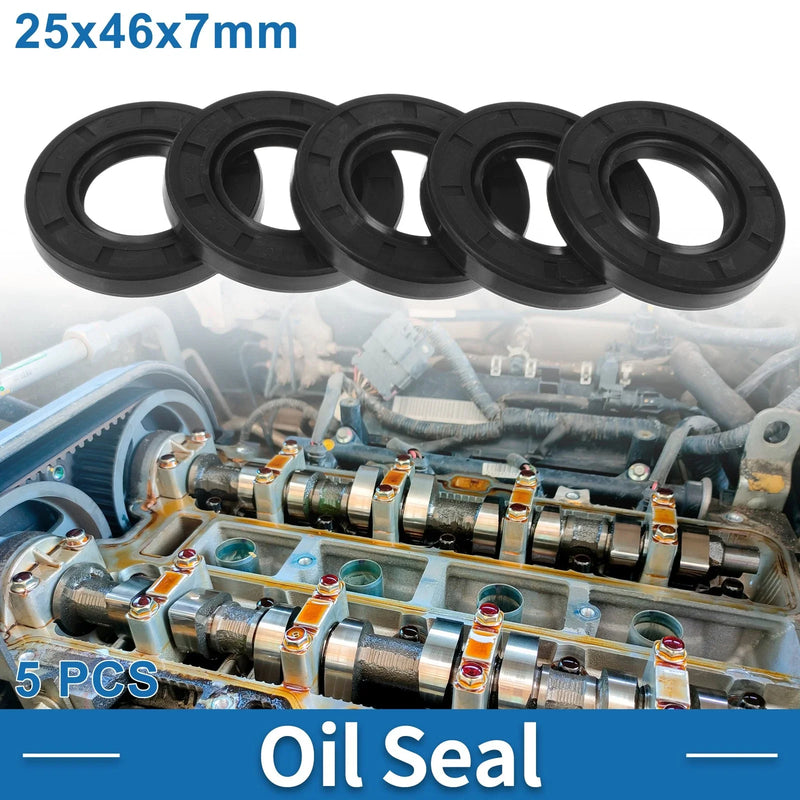 Oil Seal 5 Pcs 25x46x7mm Seal Ring Rotary Shaft Seal Nitrile Rubber
