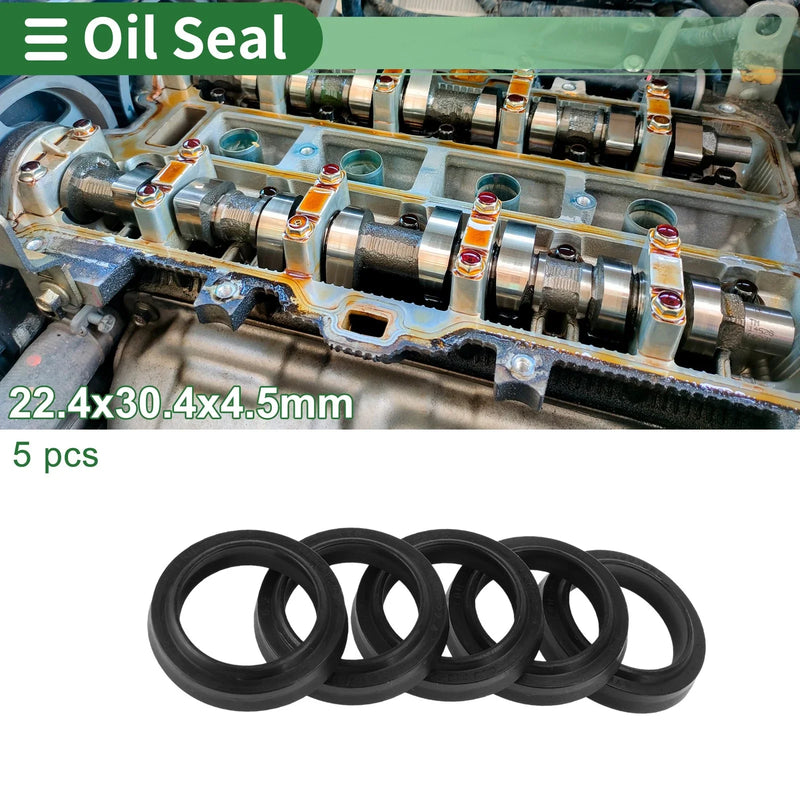 Oil Seal 22.4x30.4x4.5mm NBR Rubber Rotary Shaft Seal 5 Pcs