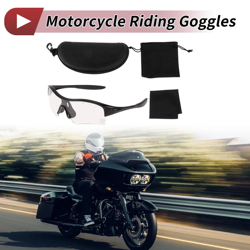Motorcycle Riding Goggles Clear Lens Black Frame TPU Cycling Sunglasses