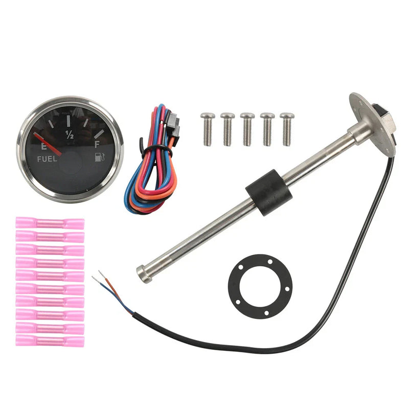 Marine Boat Fuel Water Tank Level Sensor + 52mm Fuel Level Gauge (0-190ohms)
