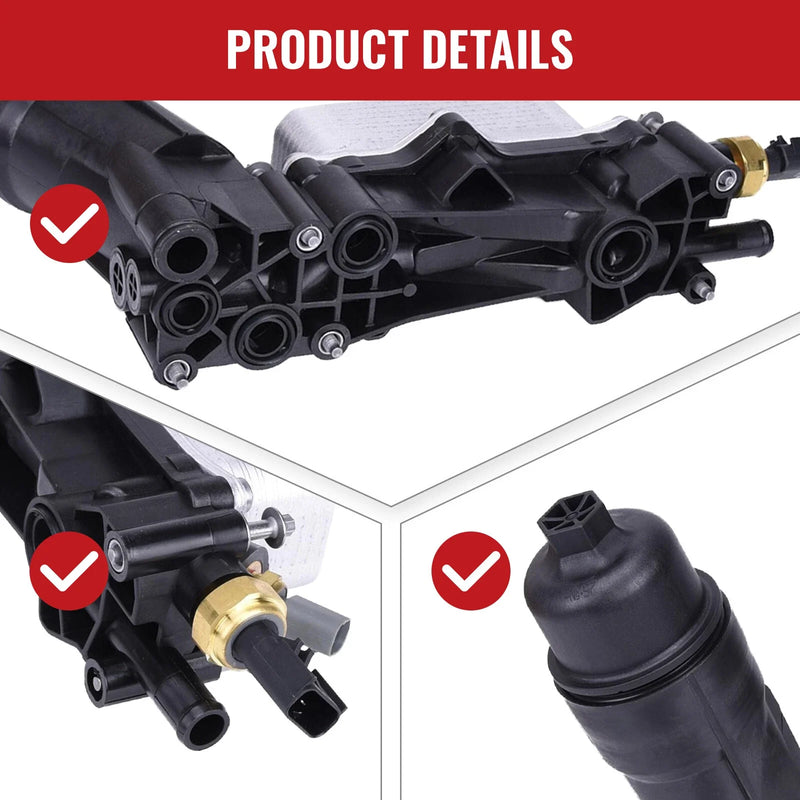 Jeep Wrangler, Grand Cherokee, Dodge Oil Cooler Filter Adapter with Sensor (2000-2023)