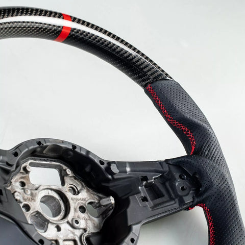 VW Golf GTI Jetta GLI Polo Scirocco Steering Wheel Carbon Leather Red (2006-2023)