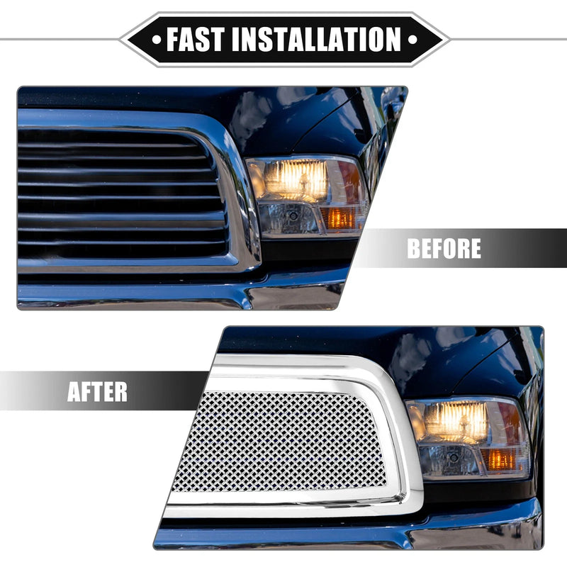 Dodge Ram 1500 Chrome Silver Tone Front Grille Assembly (2009-2010)