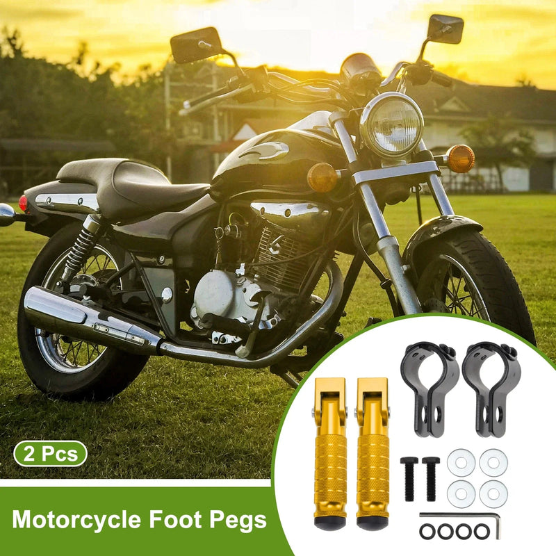 Motorcycle FootPegs 4.8" Rear 2x Footrest Aluminum Alloy Gold Tone