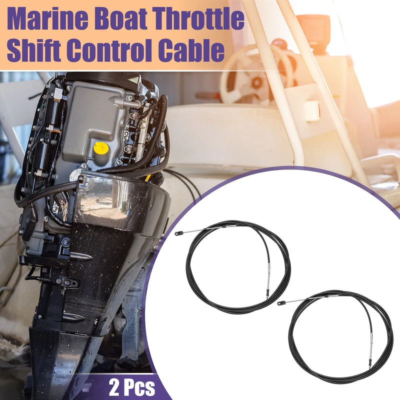 Boats 2 x Marine Throttle Control Cable Black with Fastening Head