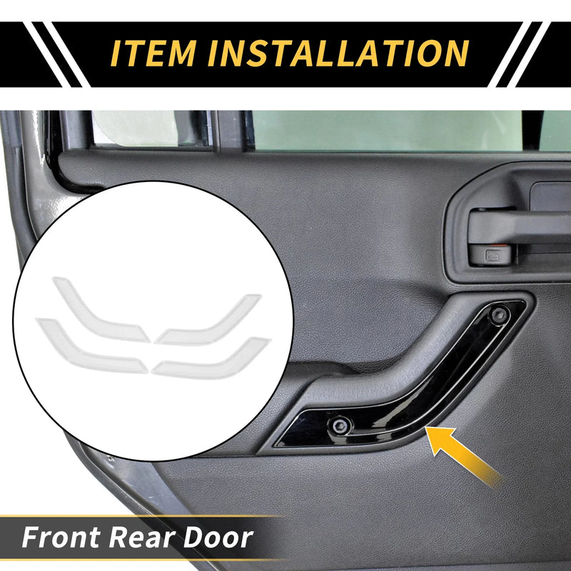Jeep Wrangler White Front Rear Door Handle Panel Bezel Cover Trims (2007-2023)