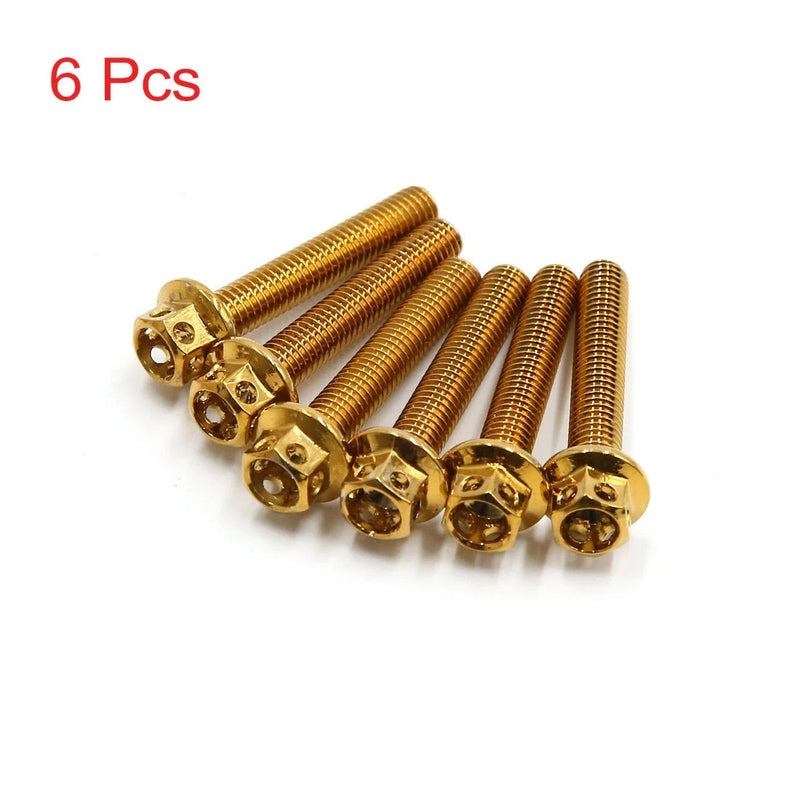 Motorcycle 6pcs Gold Stainless Steel Motorcycle Bolts Screws M6x35mm