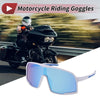 Set Motorcycle Riding Goggles Blue Lens White Frame PC UV400