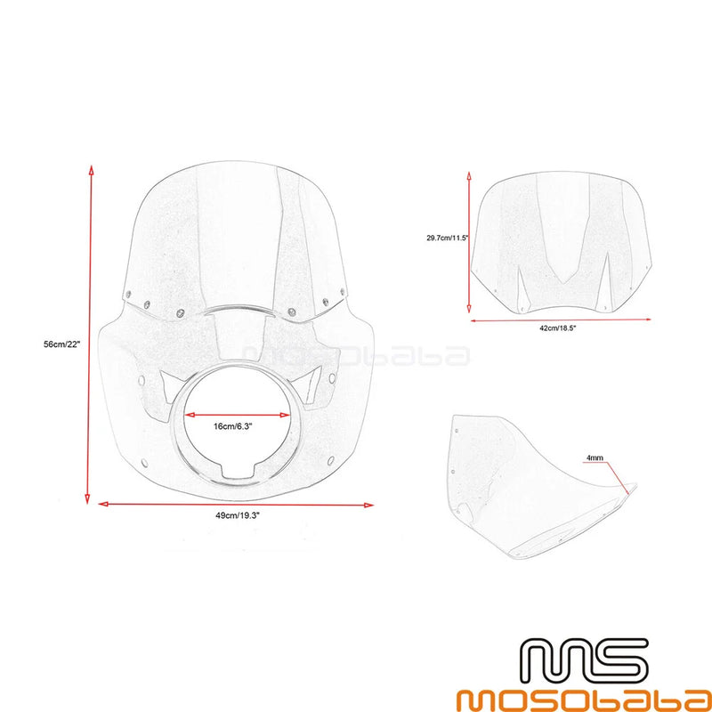 Harley Softail Front Fairing + Clear Windshield + 5.75" Headlight (2018-2023)