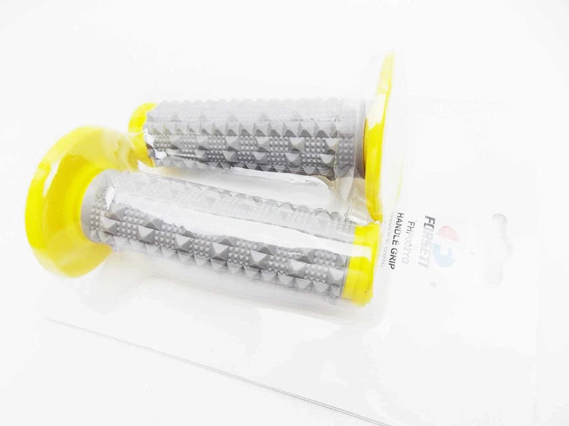 Kawasaki KX80 Forseti Yellow Grey Diamond Handlebar Grip Set
