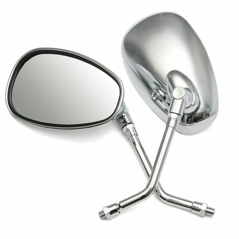 Cruiser Chopper Chrome Motorcycle Oval Rearview Side Mirrors 10mm