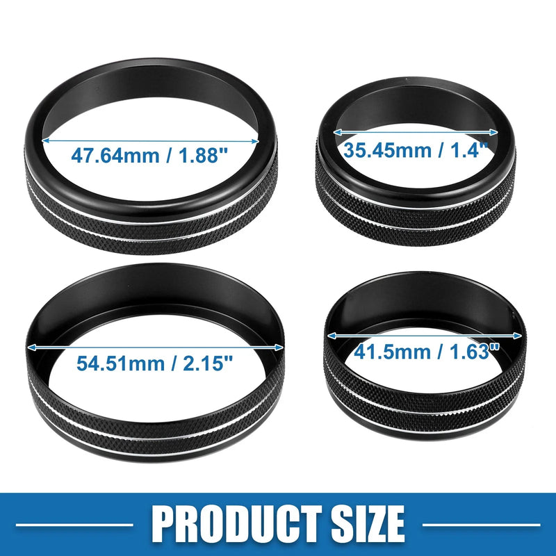 Nissan Rogue (2021-2022) Black 3 x Console AC 4WD Mode Switch Knob Rings