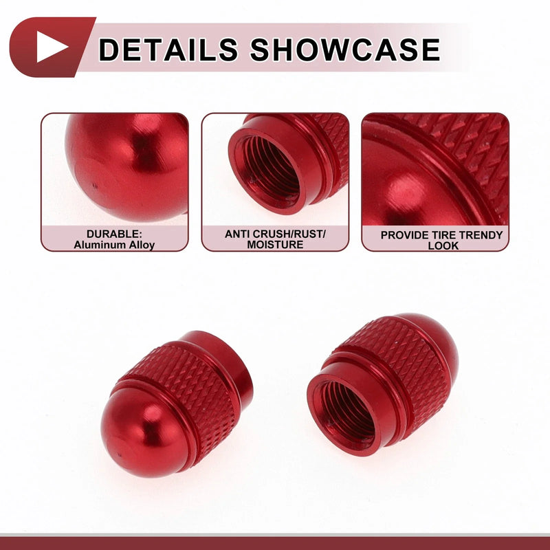 Car (All Years) 4 x Mini Bullet Style Tire Valve Stem Caps Dust Covers Red