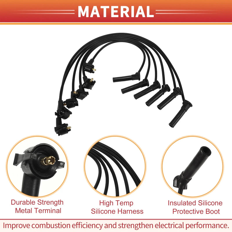 Ford Explorer 6 x Spark Plug Wire Ignition Coil Cables (2004-2010)