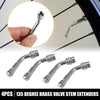 Car Motorcycle 4 Pcs Valve Stem Extenders Silver Tone