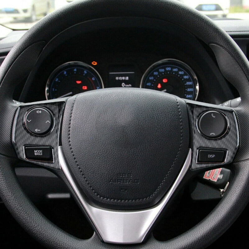 Toyota Corolla Carbon Fiber Steering Wheel Button Cover Trim (2014-2018)